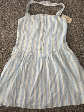 Universal Thread Light Blue & White Striped Halter Dress